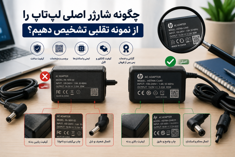 تشخیص شارژر اصلی لپ تاپ